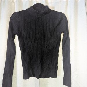 Black Ribbed Turtleneck Sweater